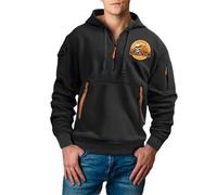 Sweat-shirt d'Halloween à col rond pour homme - Imprimé saisonnier - Demi-fermeture éclair pour un confort décontracté - Manches longues - Hipster décontracté, Noir , 3XL