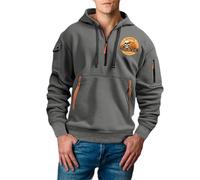 Sweat-shirt d'Halloween à col rond pour homme - Imprimé saisonnier - Demi-fermeture éclair pour un confort décontracté - Manches longues - Hipster décontracté, gris foncé, 3XL