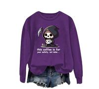 Sweat-shirt d'Halloween à manches longues pour femme - Motif citrouille - Tendance - Décontracté - Coupe ample - Léger - Coupe ample - Veste de loisirs, violet, XXL