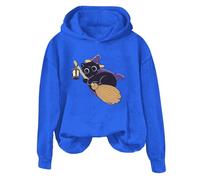Sweat-shirt d'Halloween en coton pour femme - Pull à capuche confortable, imprimé graphique à manches longues, doux et saisonnier décontracté 2025, bleu, XXL