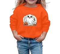 Sweat-Shirt d'halloween pour Enfants avec Imprimé Citrouille Effrayante Mignon et Col Rond Tendance Haut Décontracté Veste de Survêtement à Manches Longues pour Filles Automne Hiver 3-14 (9-10 Years)