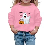 Sweat-Shirt d'halloween pour Enfants avec Imprimé Citrouille Effrayante Mignon et Col Rond Tendance Haut Décontracté Veste de Survêtement à Manches Longues pour Filles Automne (01 Red, 13-14 Years)