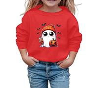 Sweat-Shirt d'halloween pour Enfants avec Imprimé Citrouille Effrayante Mignon et Col Rond Tendance Haut Décontracté Veste de Survêtement à Manches Longues pour Filles Automne (01 White, 3-4 Years)