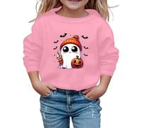 Sweat-Shirt d'halloween pour Enfants avec Imprimé Citrouille Effrayante Mignon et Col Rond Tendance Haut Décontracté Veste de Survêtement à Manches Longues pour Filles Automne Hiver 3-14 (7-8 Years)