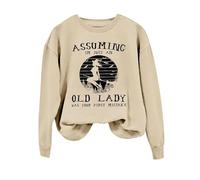 Sweat-shirt d'Halloween pour femme « Assuming I'm Just An Old Lady Was Your First Mistake » - Col rond - Costume pour femme - Sweat-shirt adulte, beige, S