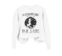 Sweat-shirt d'Halloween pour femme « Assuming I'm Just An Old Lady Was Your First Mistake » - Col rond - Costume pour femme - Sweat-shirt adulte, blanc, L