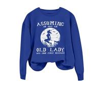Sweat-shirt d'Halloween pour femme « Assuming I'm Just An Old Lady Was Your First Mistake » - Col rond - Costume pour femme - Sweat-shirt adulte, bleu, S