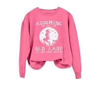 Sweat-shirt d'Halloween pour femme « Assuming I'm Just An Old Lady Was Your First Mistake » - Col rond - Costume pour femme - Sweat-shirt adulte, rose vif, M