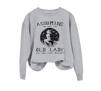 Sweat-shirt d'Halloween pour femme « Assuming I'm Just An Old Lady Was Your First Mistake » - Col rond - Costume pour femme - Sweat-shirt adulte, Cendré clair, L