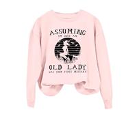 Sweat-shirt d'Halloween pour femme « Assuming I'm Just An Old Lady Was Your First Mistake » - Col rond - Costume pour femme - Sweat-shirt adulte, rose, S