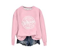 Sweat-shirt d'Halloween pour femme avec inscription « I Don't Always Whoop But When I Do There It Is » - Pull à col rond imprimé - Costumes pour adultes - Pull 2025 pour femme, rose, XL
