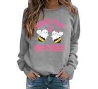 Sweat-shirt d'Halloween pour femme avec inscription « Save The Boo Bees » et « Save The Boo » - Col rond - Pull à col rond - Pour femme - Costumes 2025 pour adultes, gris, M