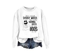Sweat-shirt d'Halloween pour femme Ghost It's Called Spooky Water It's Like Normal Water But Has Boos In It Sweatshirts Tenues adultes Costumes Pullover Ladies 2025, blanc, L