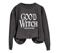 Sweat-shirt d'Halloween pour femme « Good Witch Most Of The Time » - Col rond - Manches longues - Pull pour femme - Costumes 2025 - Tenues pour adultes, gris foncé, S