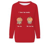 Sweat-shirt d'Halloween pour femme « I Have Two Moods Hee Pumpkin » - Pull à col rond pour femme - Costumes 2025 - Tenues pour adultes, Rouge, XL
