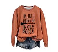Sweat-shirt d'Halloween pour femme It's Just A Bunch Of Hocus Pocus imprimé col rond sweatshirts costumes pull 2025 tenues pour adultes femmes, Orange, M