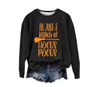 Sweat-shirt d'Halloween pour femme It's Just A Bunch Of Hocus Pocus imprimé col rond sweatshirts costumes pull 2025 tenues pour adultes femmes, Noir , XL