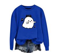 Sweat-shirt d'Halloween pour femme - Pull aéré - Haut classique - Grandes tailles - Sweat à capuche - Mode loisirs - Tunique douce - Col rond - Costume surdimensionné, bleu, S