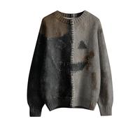 Sweat-shirt d'Halloween pour homme, motif tête de citrouille, patchwork cousu en tricot 2025, costumes effrayants, pulls de vacances, kaki, 4XL