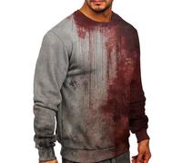 Sweat-shirt d'Halloween pour homme sans capuche imprimé sang 3D pull pull amusant long col rond sweatshirts drôles vacances costume horreur sang imprimé pull automne hiver vêtements haut tenue
