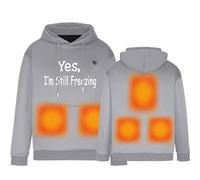 Sweat-shirt d'hiver chaud à capuche pour hommes et femmes, température constante USB, cinq niveaux de chauffage, veste chauffante imprimée chaude et décontractée, gris, L