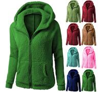 Sweat-shirt d'hiver chaud en polaire pour femme - Avec capuche - Long doublé - Pull en polaire moelleux - Veste à capuche thermique - Poches - Pull élégant, Vert menthe., XXXL