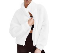 Sweat-Shirt en Laine et Velours à Manches Longues pour Femme, Couleur Unie Mode Automne et Hiver Raglan Capuche Court Demi-Fermeture éclair Poche Peluche Convient pour Les vêtements d'hiver