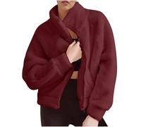 Sweat-Shirt en Laine et Velours à Manches Longues pour Femme, Couleur Unie Mode Automne et Hiver Raglan Capuche Court Demi-Fermeture éclair Poche Peluche Convient pour Les vêtements d'hiver