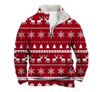 Sweat-shirt en métal pour homme, nouveau Noël, imprimé numérique, à manches longues, col coréen, demi-fermeture éclair, col et sweat à capuche en molleton, pulls molletonnés Salmo, Blanc-1, Large
