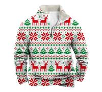 Sweat-shirt en métal pour homme, nouveau Noël, imprimé numérique, à manches longues, col coréen, demi-fermeture éclair, col et sweat à capuche en molleton, pulls molletonnés Salmo, Vert-5, XXXL