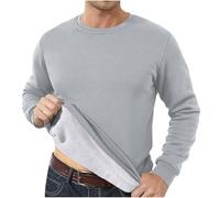 Sweat-shirt en polaire à col rond et manches longues pour homme, élégant, couleur unie, chaud, confortable, décontracté, thermique, extérieur, gym, Argent 02, XXL