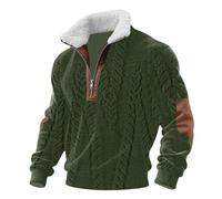 Sweat-shirt en polaire confortable pour homme avec col cadet zippé quart de tour - Sweat à col cadet Christ - Pull patch pour la vie quotidienne - Cadeau de Noël, Vert, 3XL