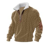 Sweat-shirt en polaire confortable pour homme avec col cadet zippé quart de tour - Sweat à col cadet Christ - Pull patch pour la vie quotidienne - Cadeau de Noël, kaki, S