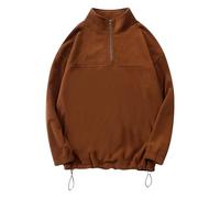 Sweat-shirt en polaire confortable pour homme - Double revers en polaire tendance avec une demi-fermeture éclair ample et polaire pour la vie quotidienne - Cadeau de Noël, café, M