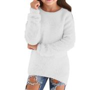 Sweat-shirt en polaire pour filles et adolescentes - Sweat à fourrure surdimensionné pour enfants - Pull d'école - Automne et hiver - Manches longues - Coupe ample - Pull pelucheux décontracté