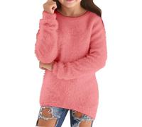 Sweat-shirt en polaire pour filles et adolescentes - Sweat à fourrure surdimensionné pour enfants - Pull d'école - Automne et hiver - Manches longues - Coupe ample - Pull pelucheux décontracté