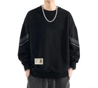 Sweat-shirt en polaire pour homme - Coupe ample - Col rond - Manches longues - Doux et décontracté - Pour le printemps et l'automne - Tailles XL à 5XL (Noir 2XL)