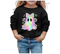 Sweat-Shirt Enfant Fille Imprimé Citrouille Halloween Sweater Mignon Large Sweat À Manches Longues Motif Graphique Crop Vêtements Enfants Mode Loisirs École Quotidien,3-4 Ans