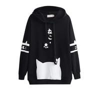 Sweat-shirt étroit couleur bloc imprimé à la mode, pour femme, décontracté, parfait pour une utilisation quotidienne, couverture polaire à capuche, Noir - 1, 3XL