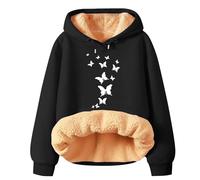 Sweat-shirt Femme À Capuche Décontracté Couleur Unie Poilu Veste Confortable Doux Élégant Léger Polaire Épaissie Surdimensionné Lourd Manteau À Capuche Outerwear Hiver Rembourré Veste Teddy, Noir