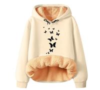 Sweat-shirt Femme À Capuche Décontracté Couleur Unie Poilu Veste Confortable Doux Élégant Léger Polaire Épaissie Surdimensionné Lourd Manteau À Capuche Outerwear Hiver Rembourré Veste Teddy, beige