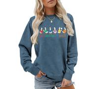 Sweat-shirt Femme Accept,Understand,Love,Advocate Avec 6 Canards (M,Blue)