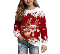 Sweat Shirt Femme Christmas Printing Deer Head Manches Longues Sweatshirt Casual Blouse Pullover Top