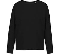 Sweat shirt femme Loose - K471 - noir - Manches longues - Col arrondi L