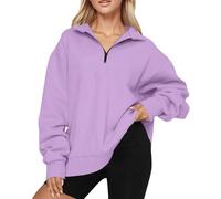 Sweat-Shirt Femme Plaide Élégant Elegant Leopard Brillant Hoodie Sportswear Polaire Thermique Plaid a Capuche Fourrure Maigrir Et Sport Pull Halloween Chauffant Pull Dentelle Femme Violet Clair L