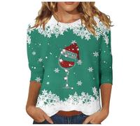 Sweat Shirt Femme Pull Col V Tee De Noël Grande Taille Rouge Tee-Shirt Tunique Sapin Famille T-Shirt Halloween Moche LED Shirts Orange Lumineux XXL Rigolo