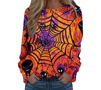 Sweat Shirt Femme sans Capuche Veste Sport, Coupe Ample Effrayant Citrouille Gothique Automne/Hiver Tendance Oversize Fluide Élégant Chauve-Souris Décontracté Chic Sweatshirts Indoor Casual