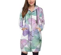 Sweat-Shirt Femme Sweat À Capuche Zippé Hoodie Papillon Aquarelle Sport Hiver Manche Longue Manteau Style Réaliste Grande Taille Long Automne avec Poches Zip Up Sweatshirts