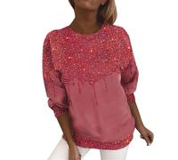 Sweat - Shirt Femmes Capless Top Paillettes Femme Casual Haut à Manches Longues Strass et Paillettes col Rond Pull Chaud Décontracté Streetwear Sport Vêtements Chemisier de Soirée (02 Red, XXXXL)