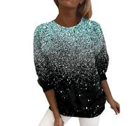 Sweat - Shirt Femmes Capless Top Paillettes Femme Casual Haut à Manches Longues Strass et Paillettes col Rond Pull Chaud Décontracté Streetwear Sport Vêtements Chemisier de (03 Mint Green, XXXXXL)
